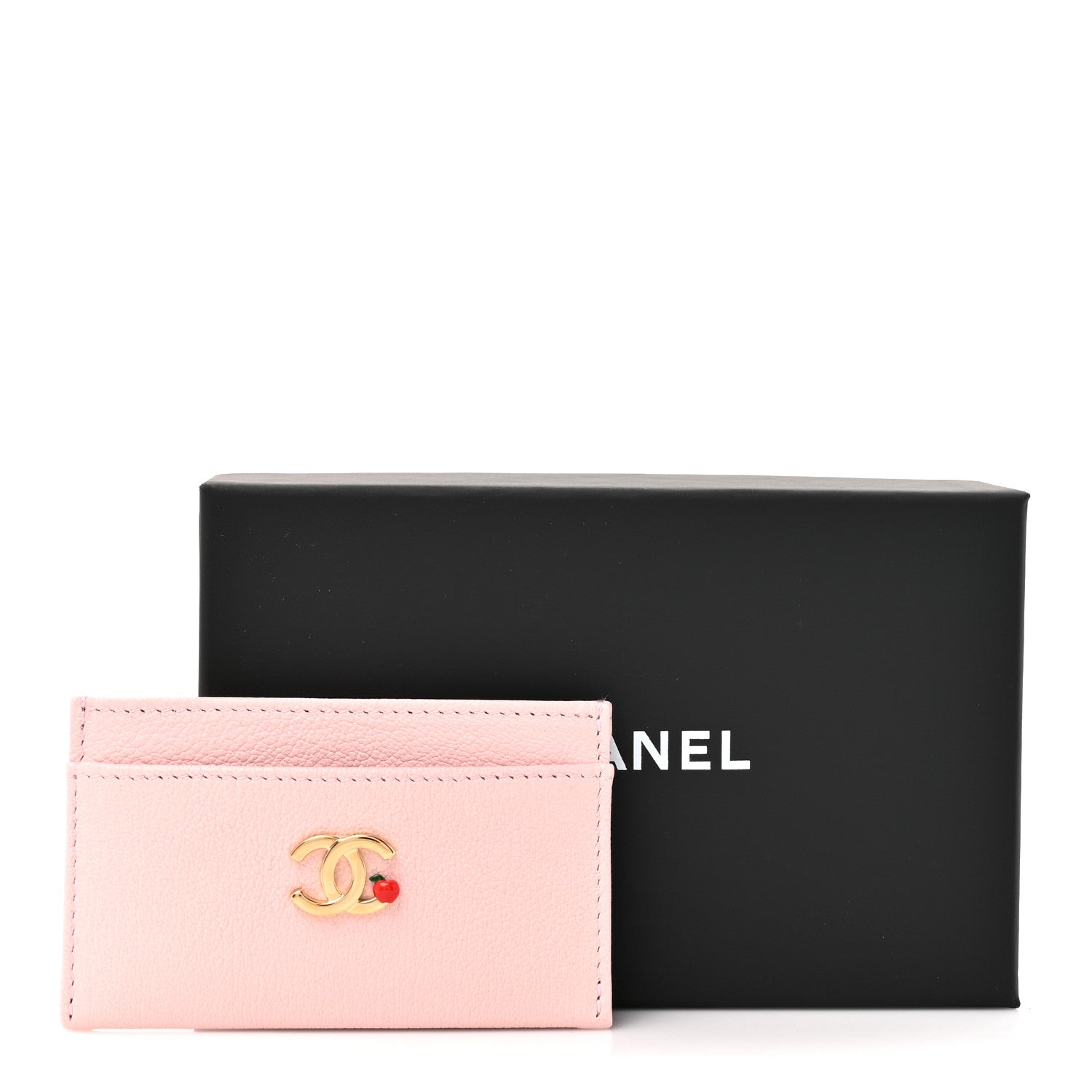 Chanel Grained Goatskin CC Apple Card Holder Light Pink Dark Burgundy 8 of 8