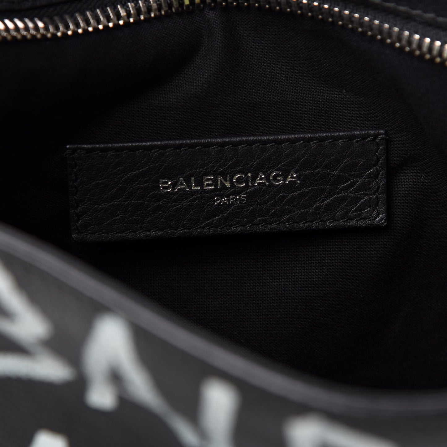 Calfskin Logo Graffiti Pouch Black