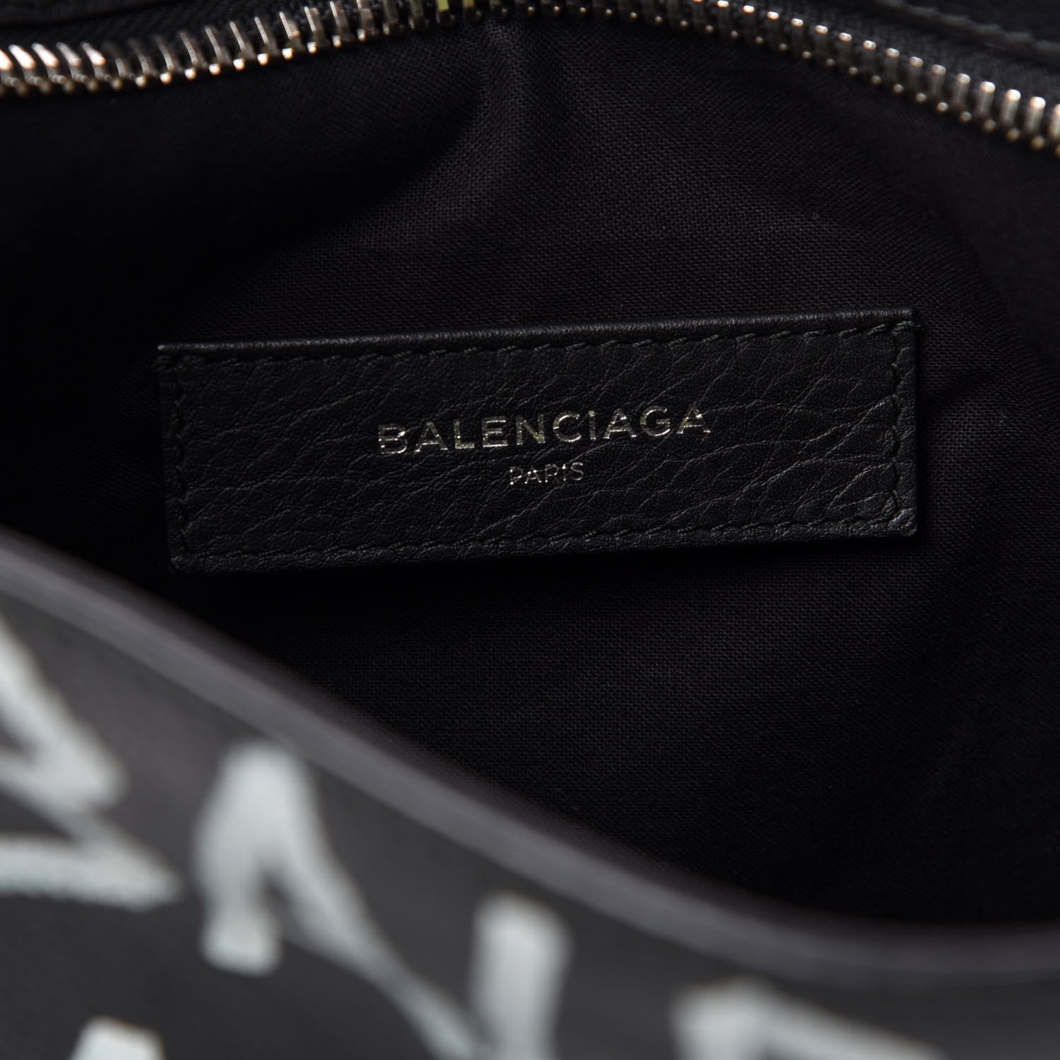 Balenciaga Calfskin Logo Graffiti Pouch Black 6 of 7