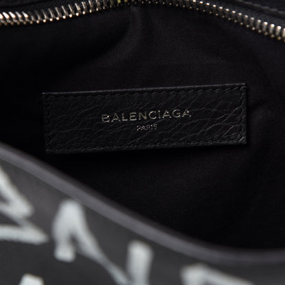 Balenciaga Calfskin Logo Graffiti Pouch Black 6 of 7