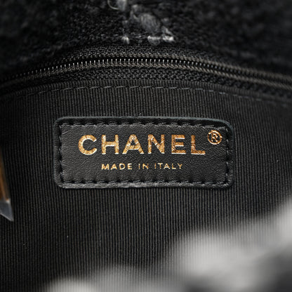 Chanel Wool Tweed Quilted Small Elegant Chain Flap Black Grey 6 of 10