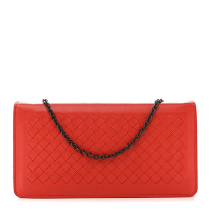 Bottega Veneta Nappa Intrecciato Continental Wallet on Chain Red 1 of 11