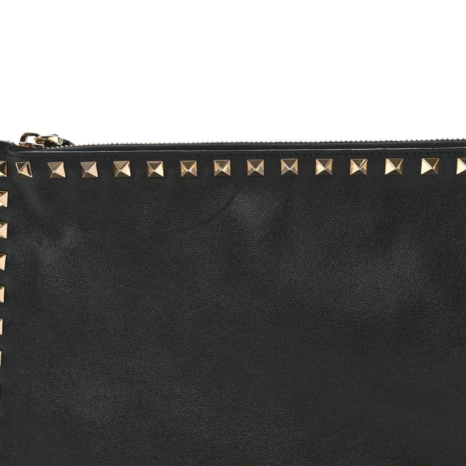 Valentino Garavani Pebbled Calfskin Large Rockstud Zip Pouch Black 8 of 10