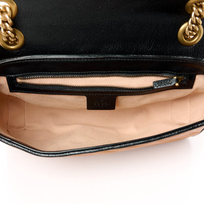 Gucci Vintage Effect Calfskin Matelasse Diagonal Small Torchon GG Marmont Shoulder Bag Cognac Black 5 of 11