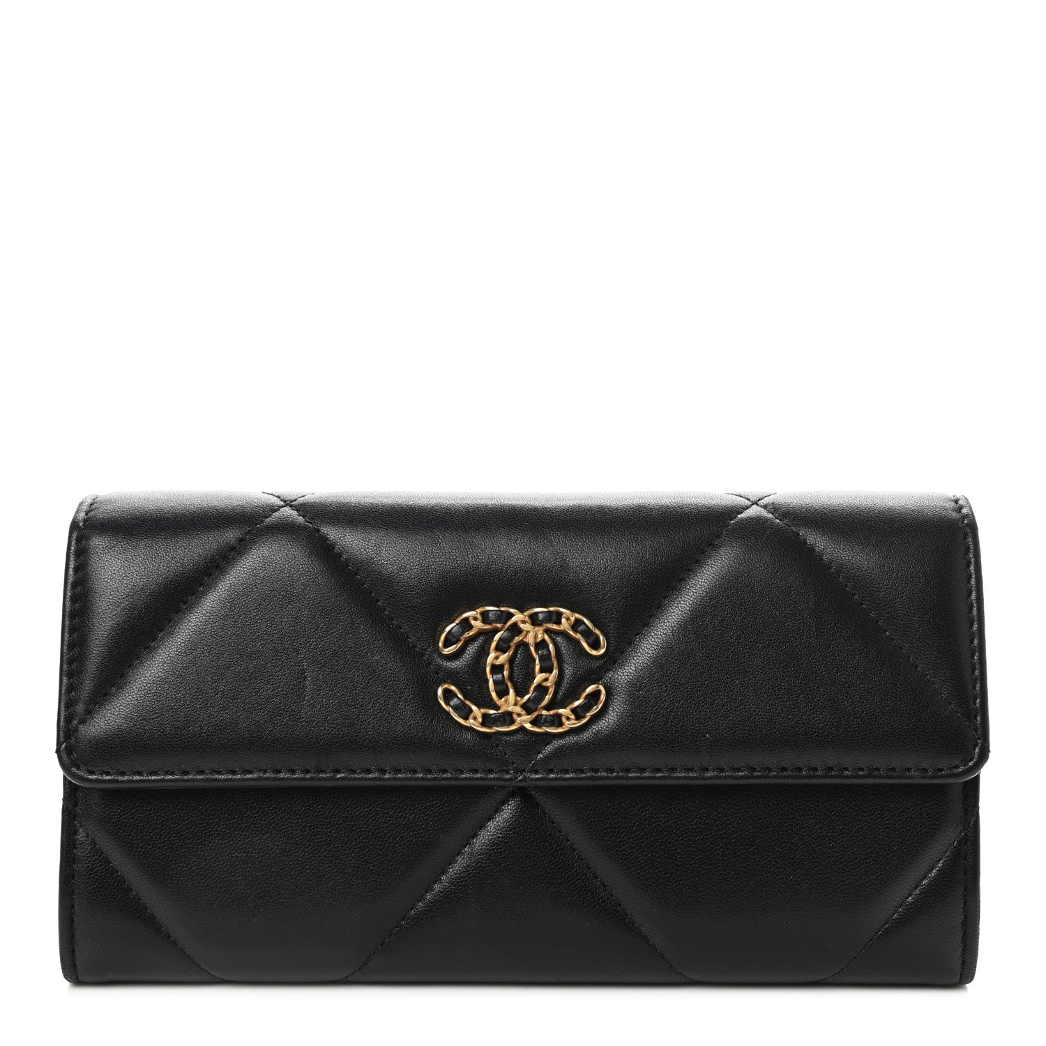 Chanel Lambskin Quilted Chanel 19 Flap Wallet Black 1 of 9