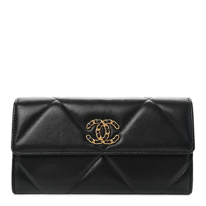 Chanel Lambskin Quilted Chanel 19 Flap Wallet Black 1 of 9