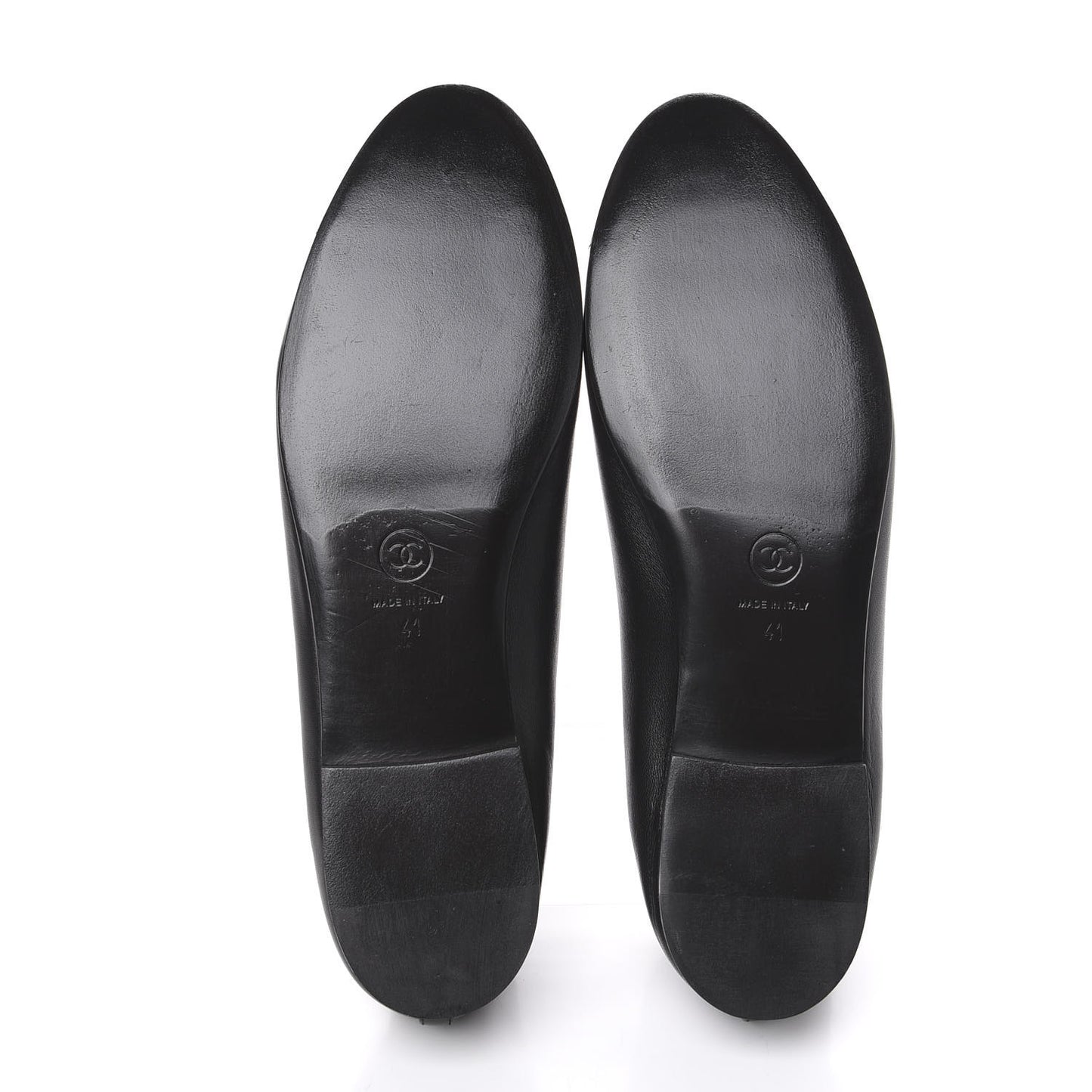 Lambskin Patent Cap Toe Ballerina Flats 41 Black