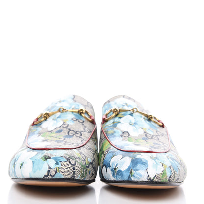 Gucci GG Supreme Monogram Blooms Womens Princetown Slippers 40.5 Beige Blue Navy Hibiscus Red 2 of 8