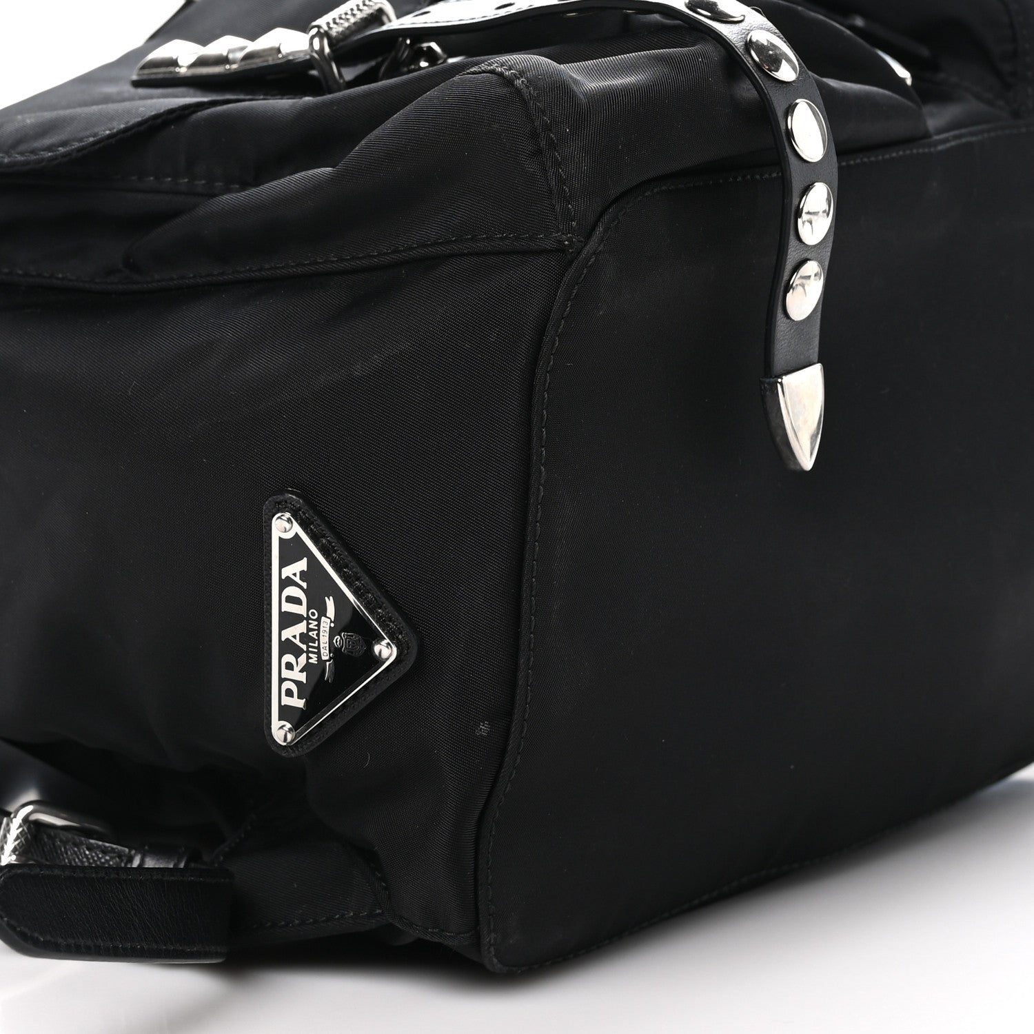 Prada Nylon New Vela Studded Backpack Black 8 of 9