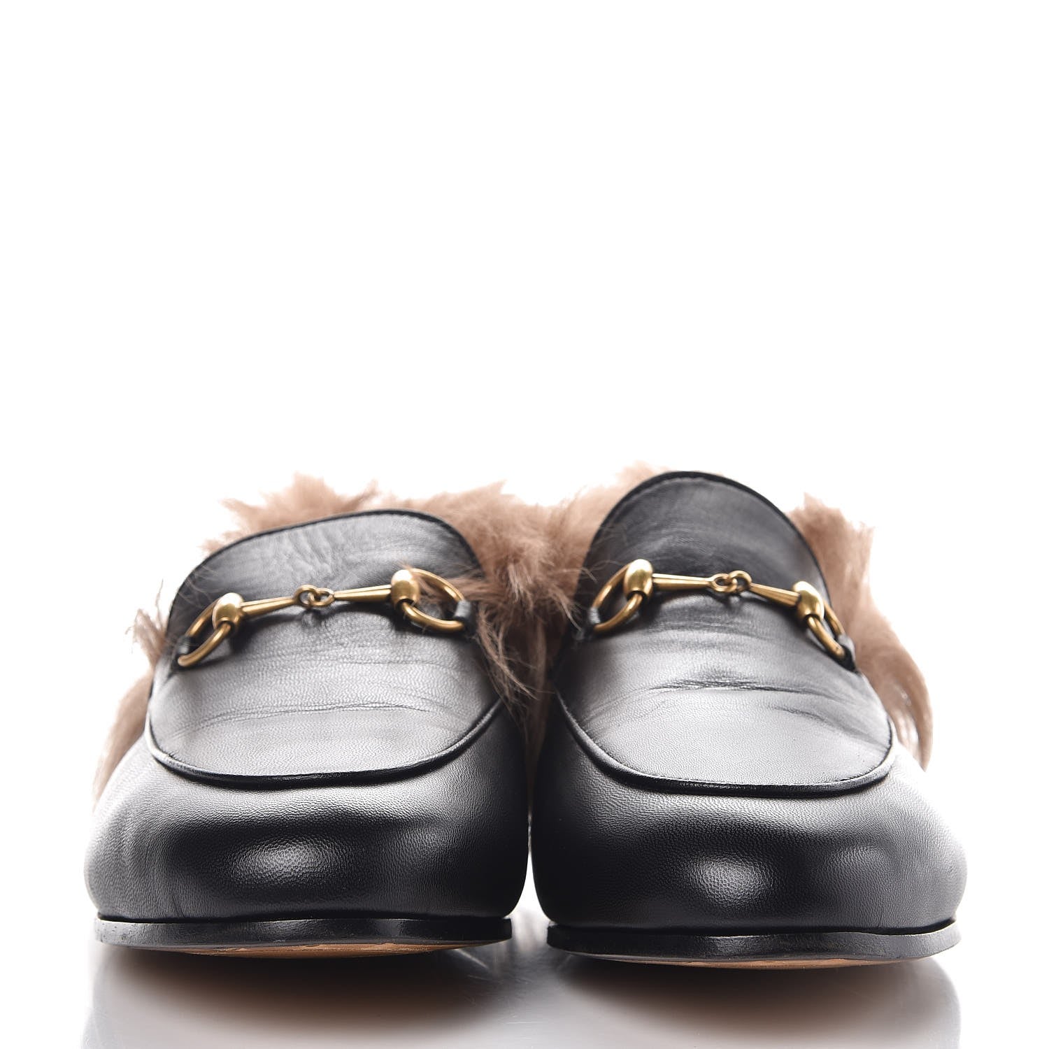 Gucci Malaga Kid Fur Womens Jordaan Loafers 39.5 Black Natural 2 of 7