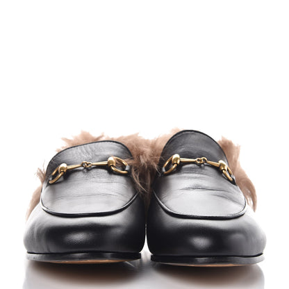Gucci Malaga Kid Fur Womens Jordaan Loafers 39.5 Black Natural 2 of 7