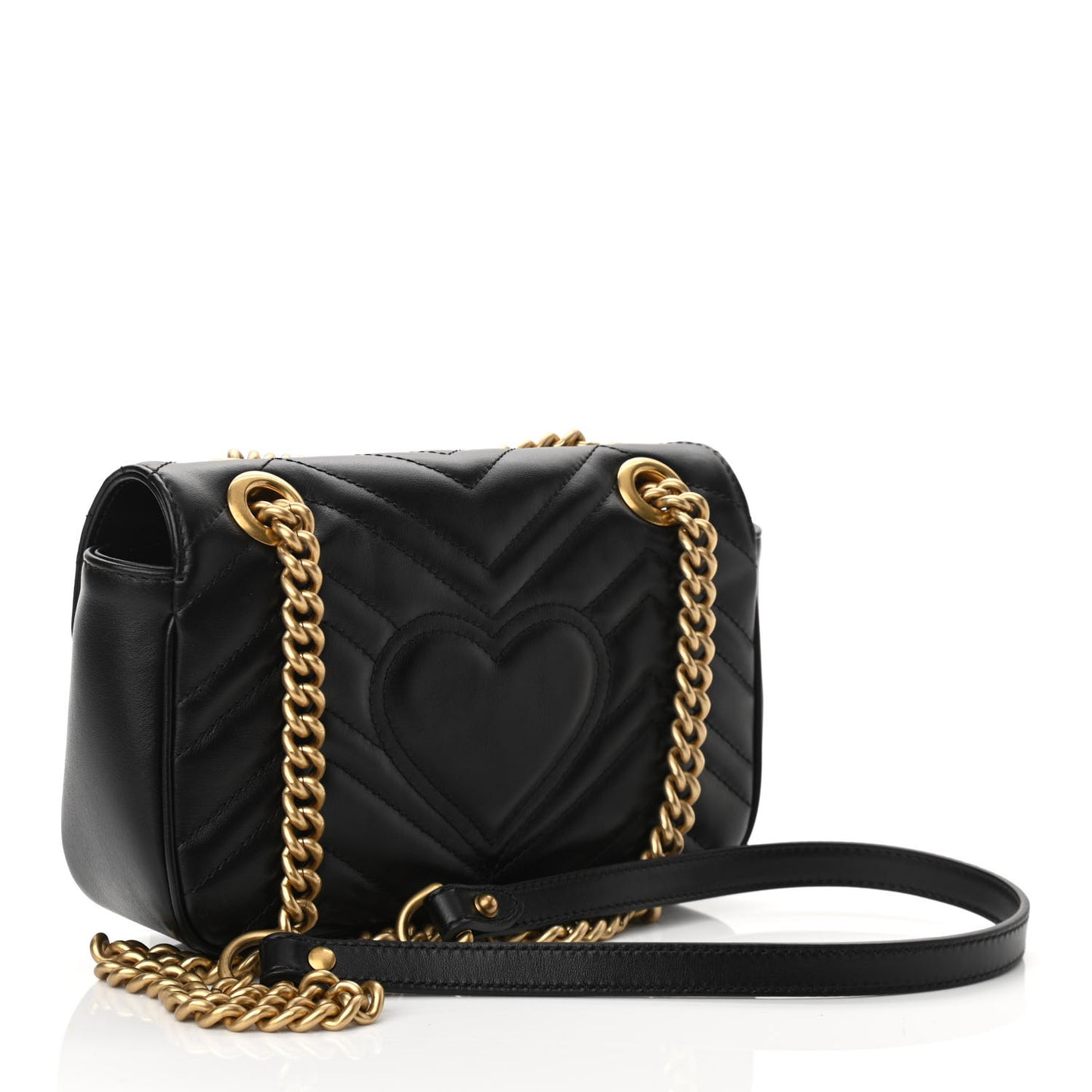 Calfskin Matelasse Mini GG Marmont Shoulder Bag Black