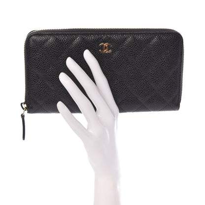 Chanel Caviar Quilted Large Gusset Zip Around Wallet Black 2 of 9