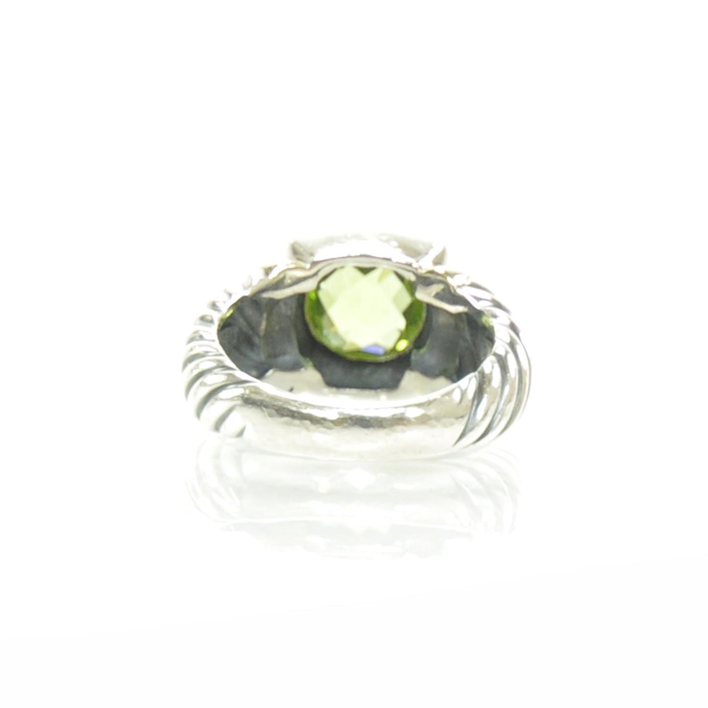 Sterling Silver 14K Yellow Gold Peridot 7mm Noblesse Ring 54 7