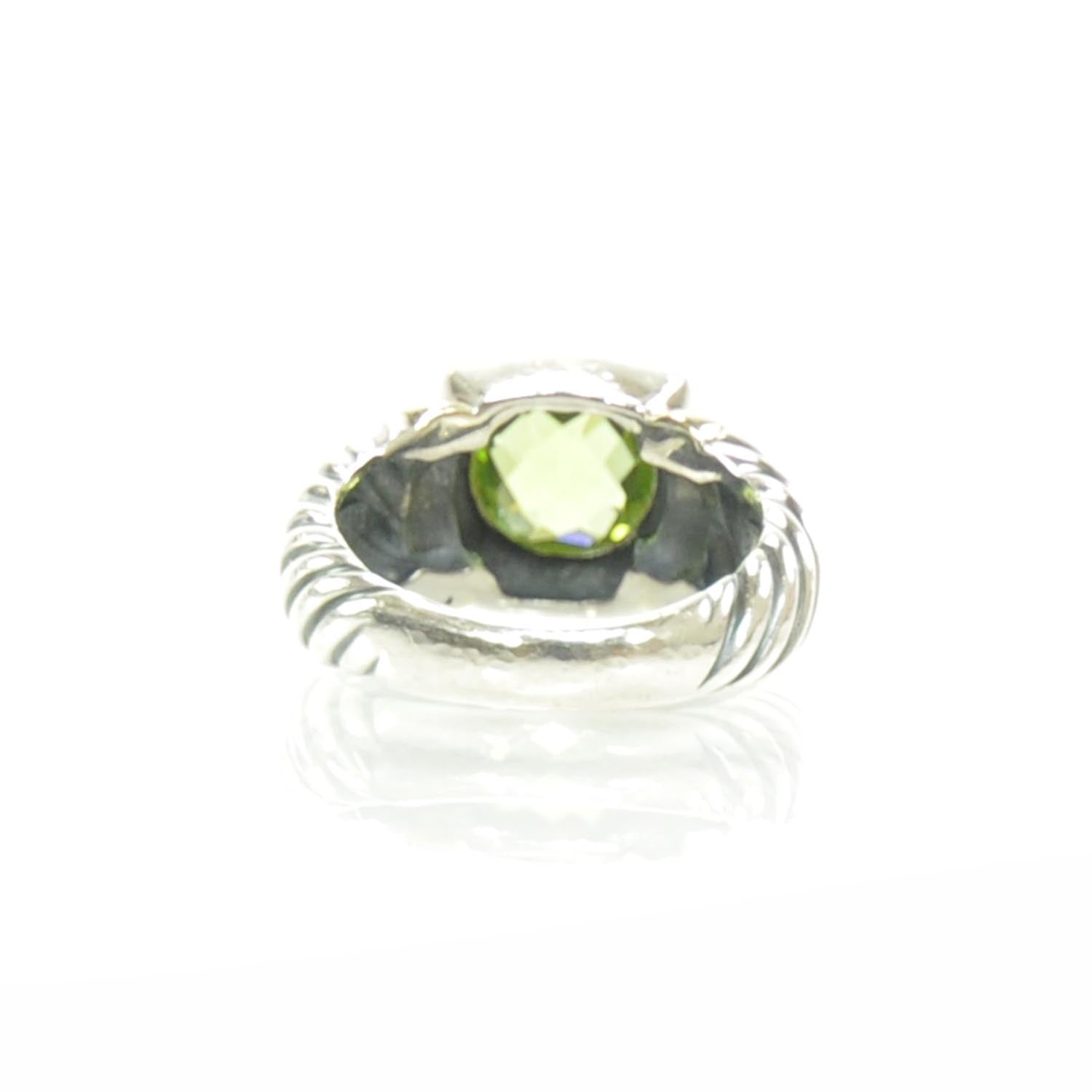 David Yurman Sterling Silver 14K Yellow Gold Peridot 7mm Noblesse Ring 54 7 4 of 6