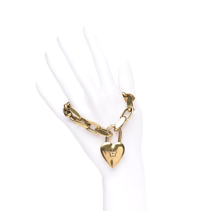 Christian Dior Metal Heart Lock Chain Bracelet Gold 2 of 4