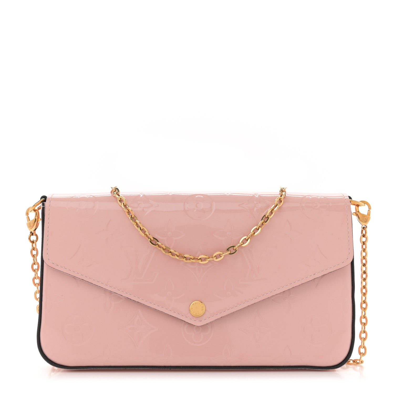 Louis Vuitton Vernis Felicie Chain Wallet Rose Ballerine 1 of 12