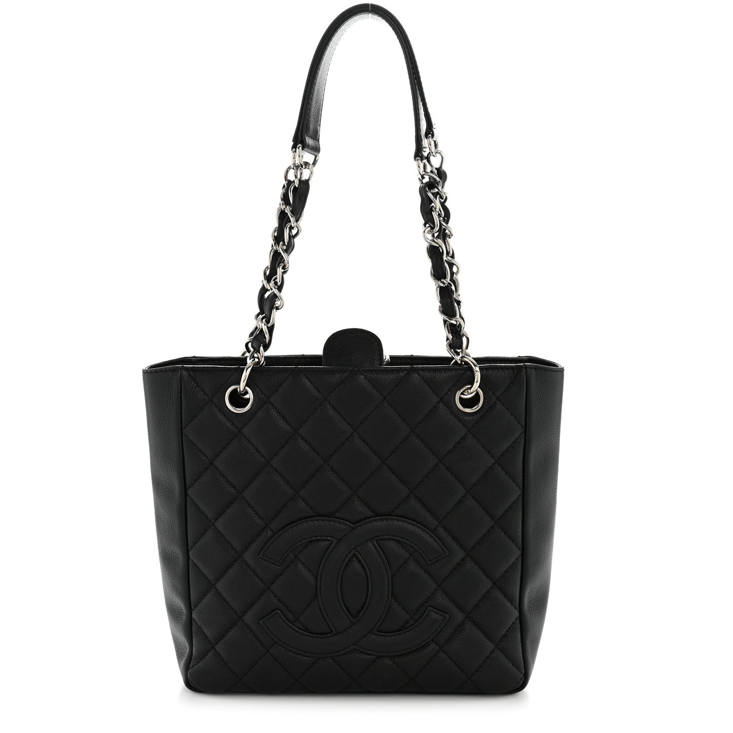 Caviar Quilted Petit Shopping Tote PST Black