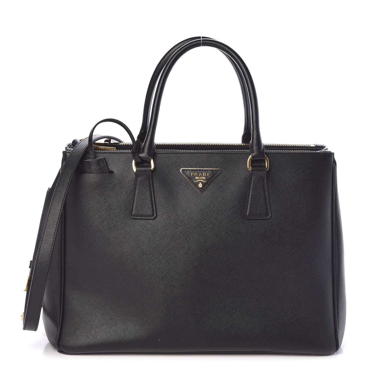 Saffiano Medium Galleria Double Zip Tote Black