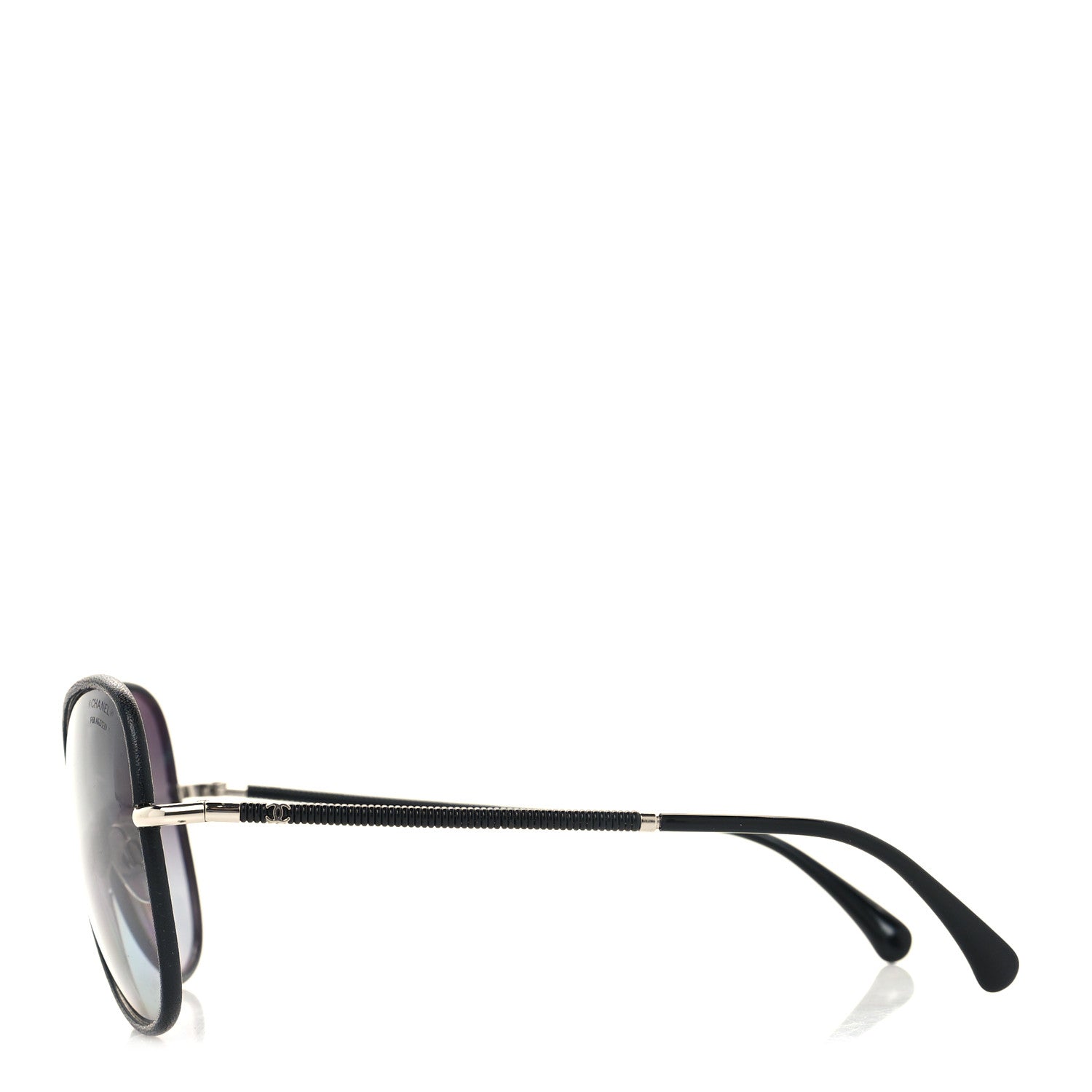 Chanel Metal Lambskin Polarized Pilot Fall Sunglasses 4227-Q Black 3 of 9