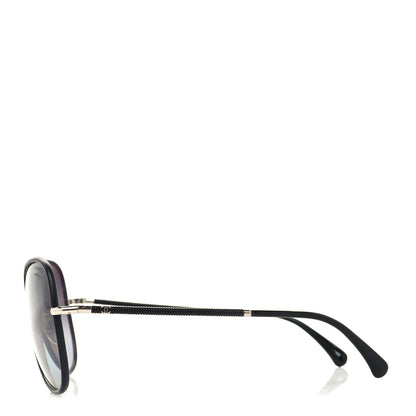 Chanel Metal Lambskin Polarized Pilot Fall Sunglasses 4227-Q Black 3 of 9