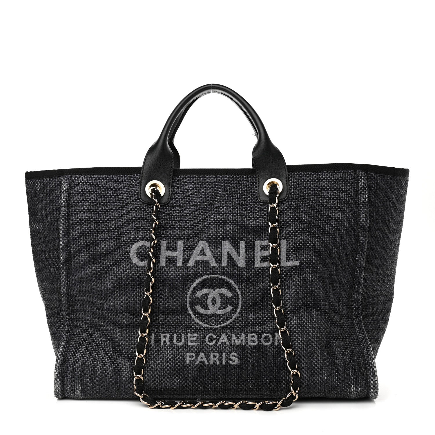 Chanel Woven Straw Raffia Medium Deauville Tote Black 1 of 12