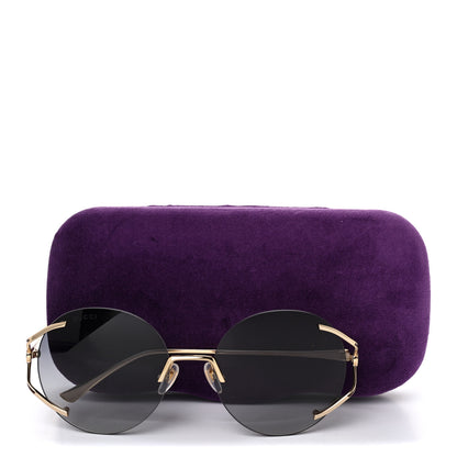 Gucci Metal Oversized Round Frame Sunglasses GG0645S Gold Grey 9 of 9