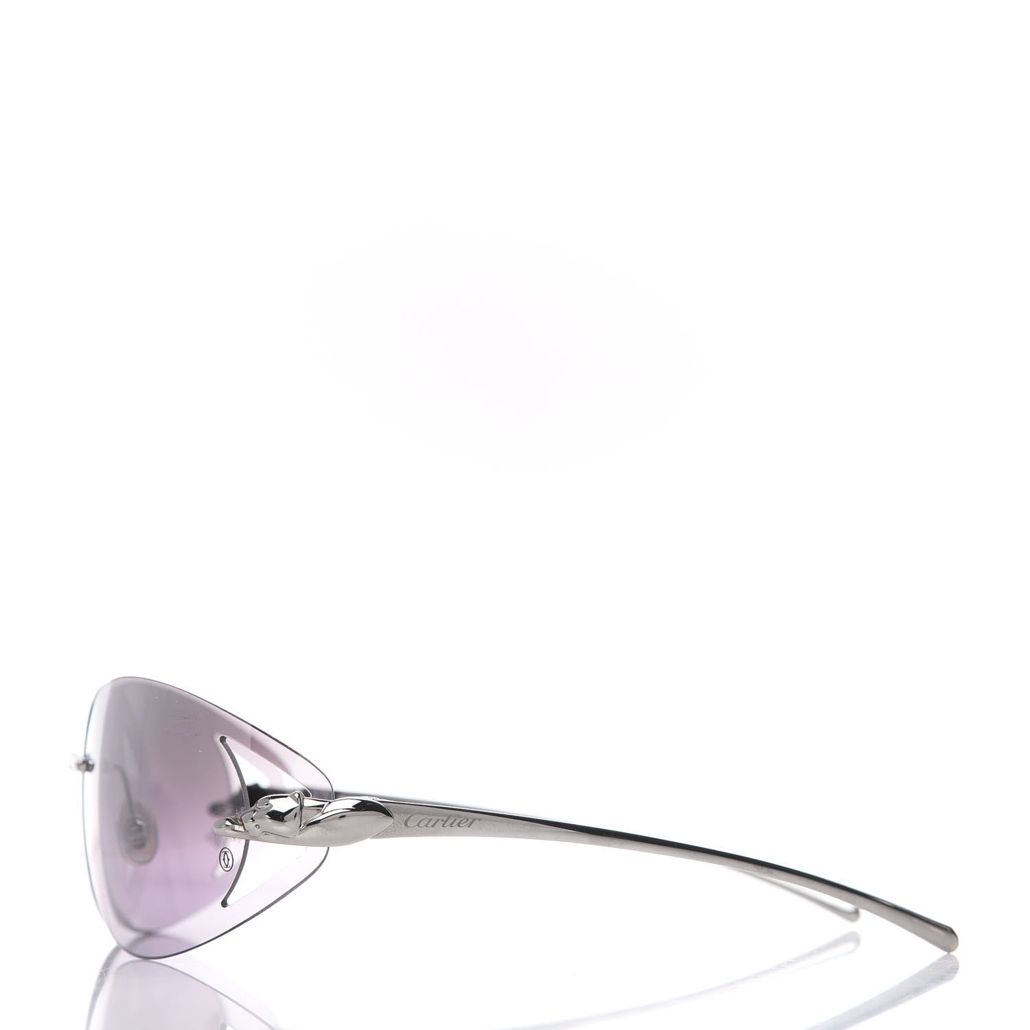 Cartier Panthere De Rimless Sunglasses in Purple and Silver 3 of 6