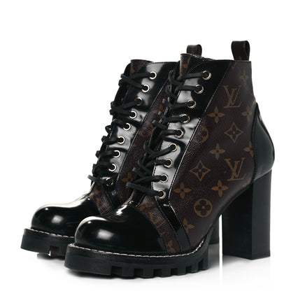 Louis Vuitton Patent Calfskin Monogram Star Trail Ankle Boots 41 Black 2 of 9