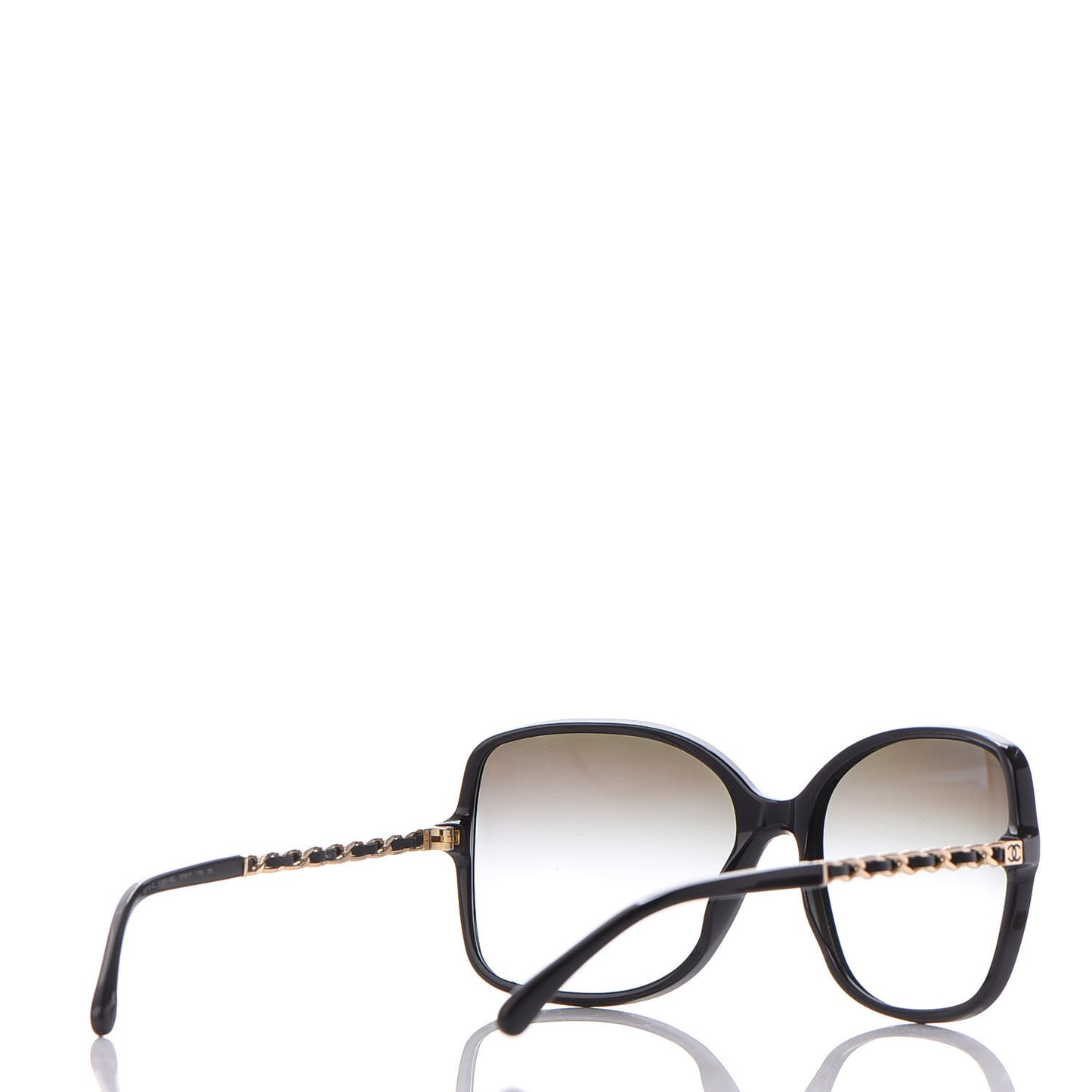 Lambskin Square Chain Sunglasses 5210-Q Black