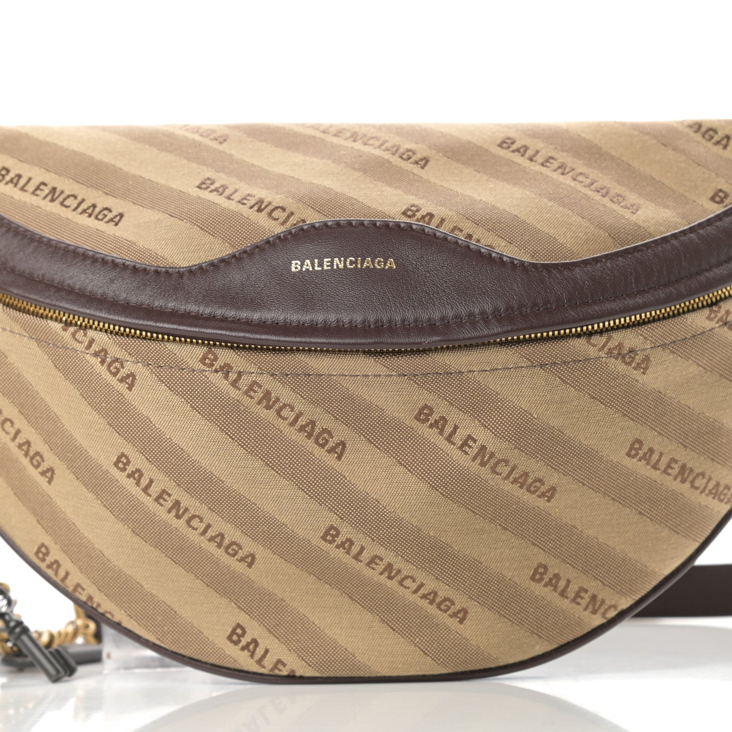 Balenciaga Canvas Jacquard Diagonal Allover Logo XS Souvenir Belt Bag Beige 8 of 11