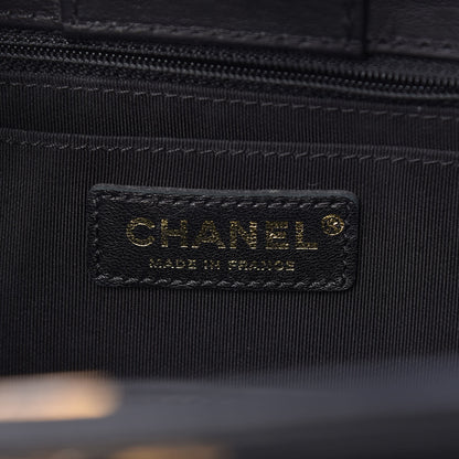 Chanel Aged Calfskin Chevron Quilted Large Shopping Tote Black 6 of 12