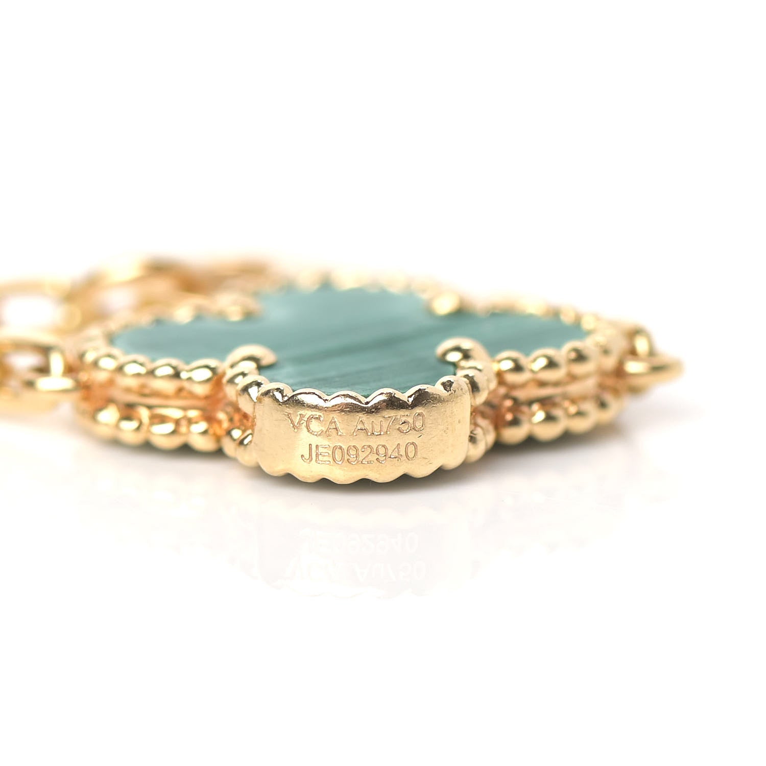 Van Cleef & Arpels 18K Yellow Gold Malachite 10 Motifs Vintage Alhambra Necklace 4 of 4
