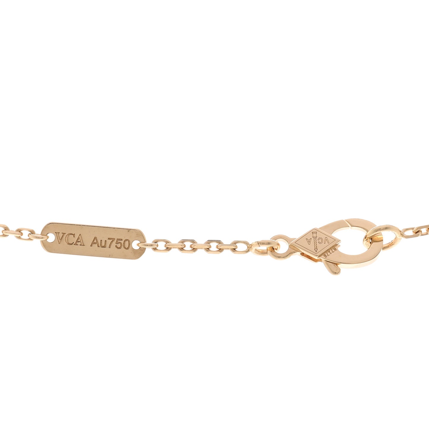 18K Yellow Gold Blue Agate Vintage Alhambra Pendant Necklace