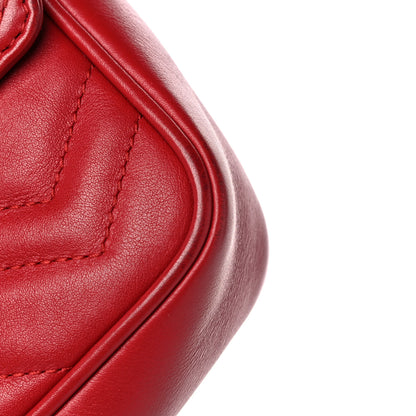 Gucci Calfskin Matelasse Super Mini GG Marmont Shoulder Bag Hibiscus Red 11 of 18