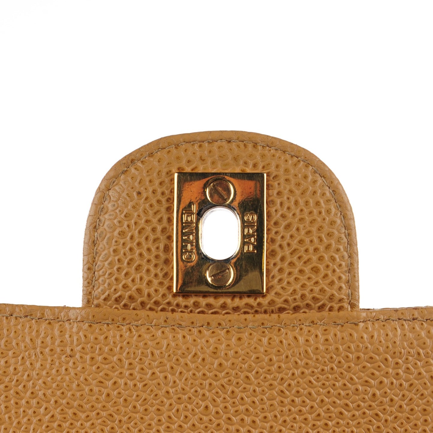 Caviar Quilted Jumbo Single Flap Beige
