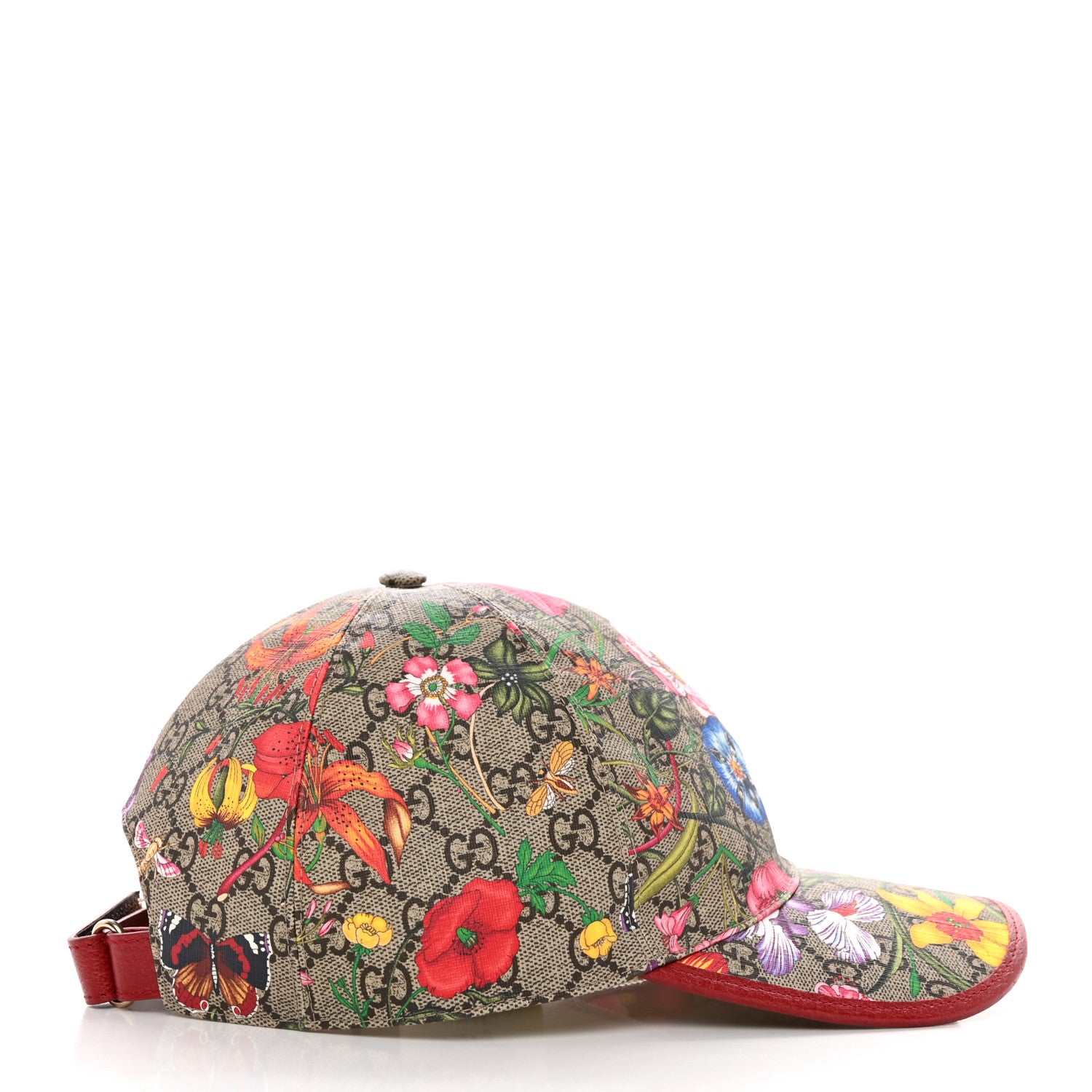 Gucci GG Supreme Flora Claudia Baseball Hat 59 XL Red 4 of 11