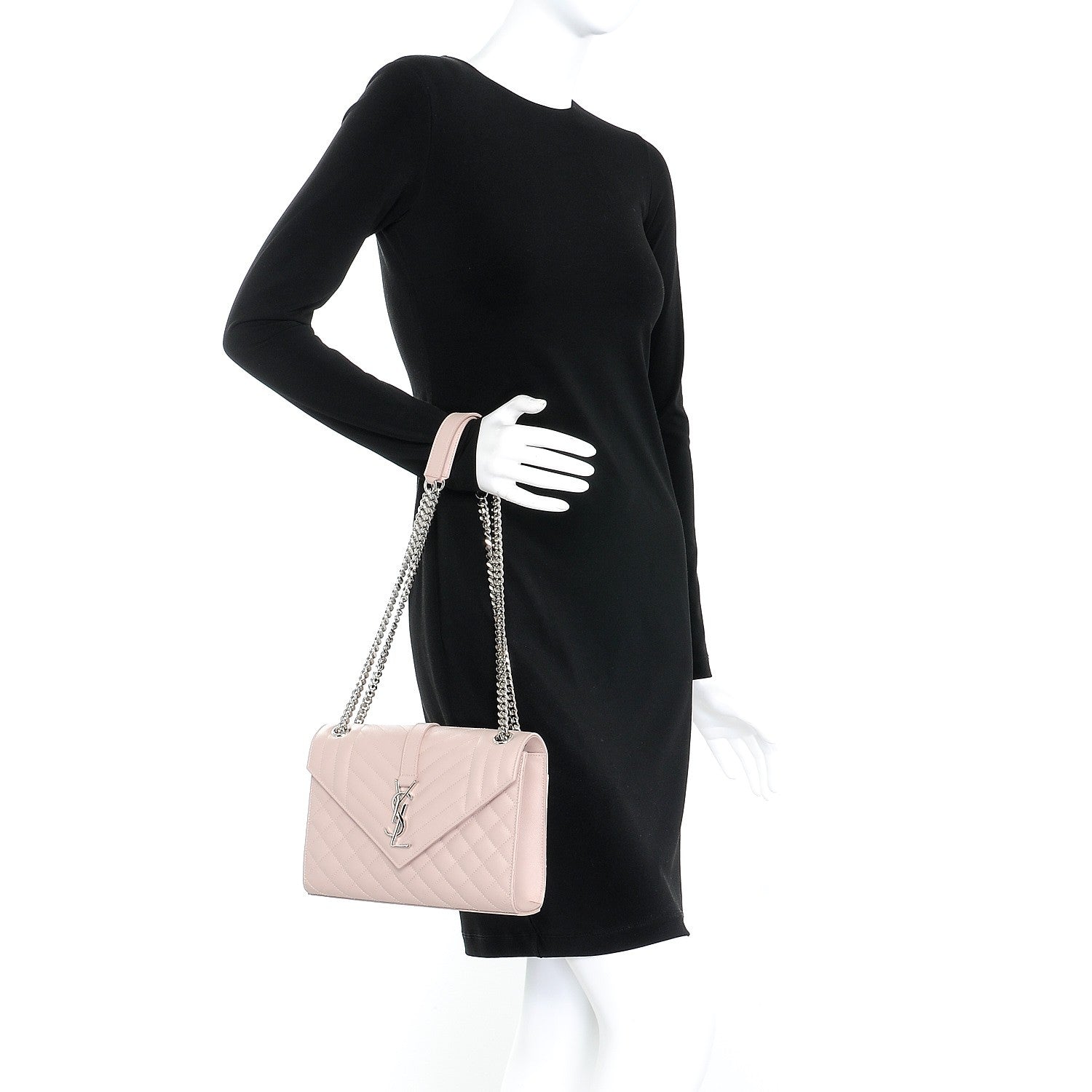 Saint Laurent Grain De Poudre Textured Mixed Matelasse Medium Triquilt Monogram Satchel Marble Pink 3 of 8