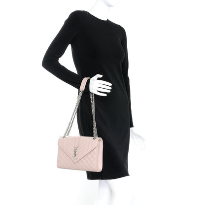Saint Laurent Grain De Poudre Textured Mixed Matelasse Medium Triquilt Monogram Satchel Marble Pink 3 of 8