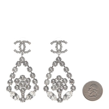 Chanel Crystal CC Drop Earrings Silver 2 of 4