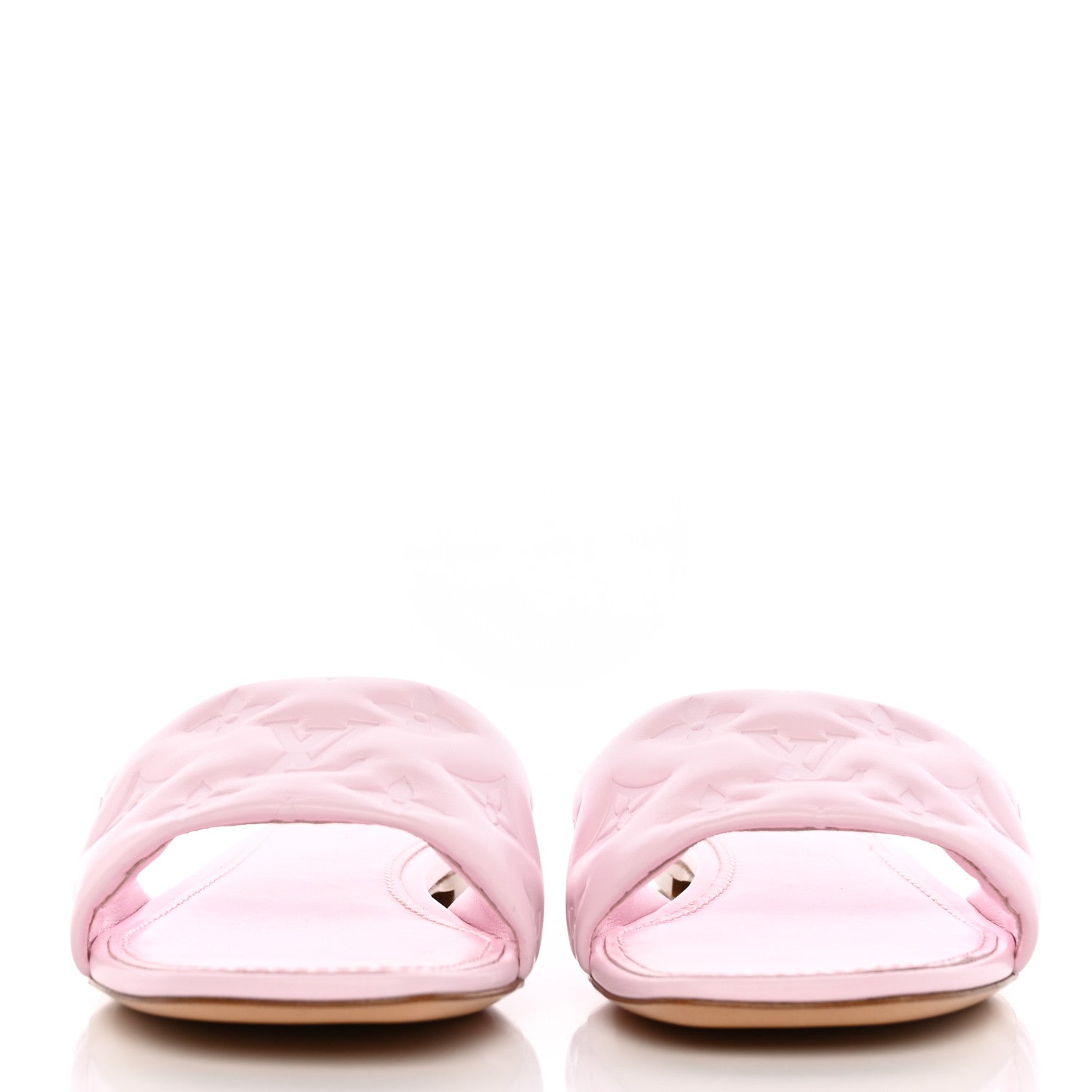 Louis Vuitton Lambskin Embossed Monogram Revival Flat Mules 38 Rose Clair 2 of 8