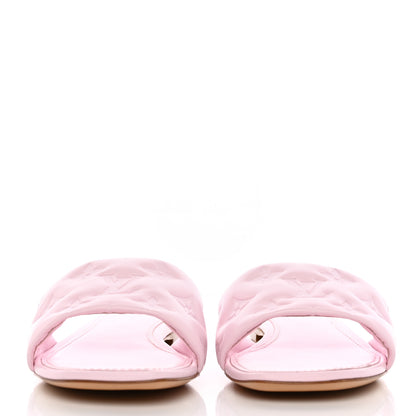 Louis Vuitton Lambskin Embossed Monogram Revival Flat Mules 38 Rose Clair 2 of 8