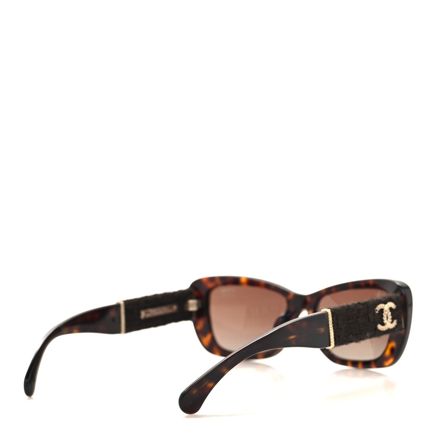 Chanel Acetate Tweed Wool CC Rectangle Sunglasses 5514 Tortoise 4 of 8