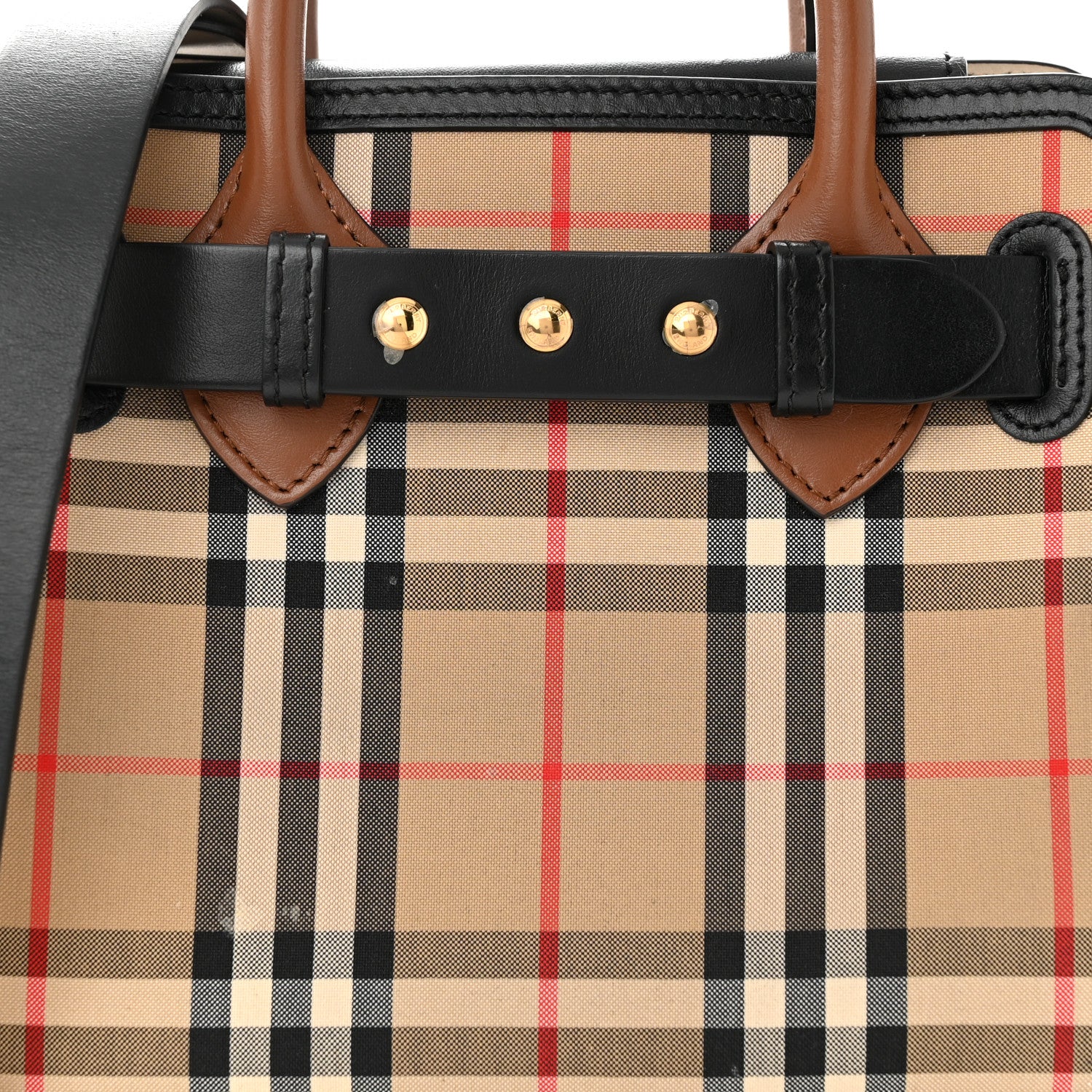 Burberry Calfskin Vintage Check Triple Stud Mini Belt Bag Archive Beige 8 of 15