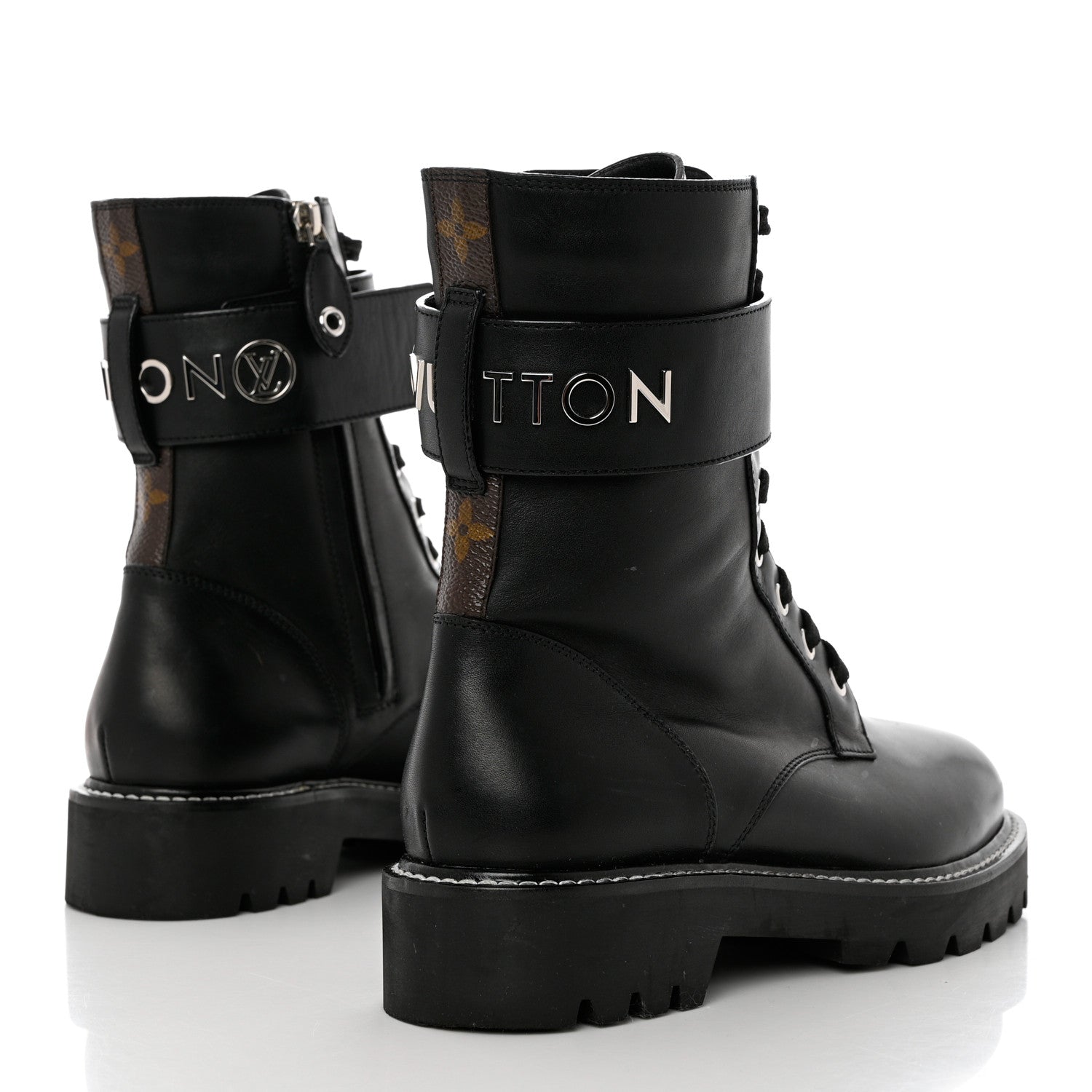 Louis Vuitton Calfskin Territory Flat Ranger Boots 38 Black 4 of 11