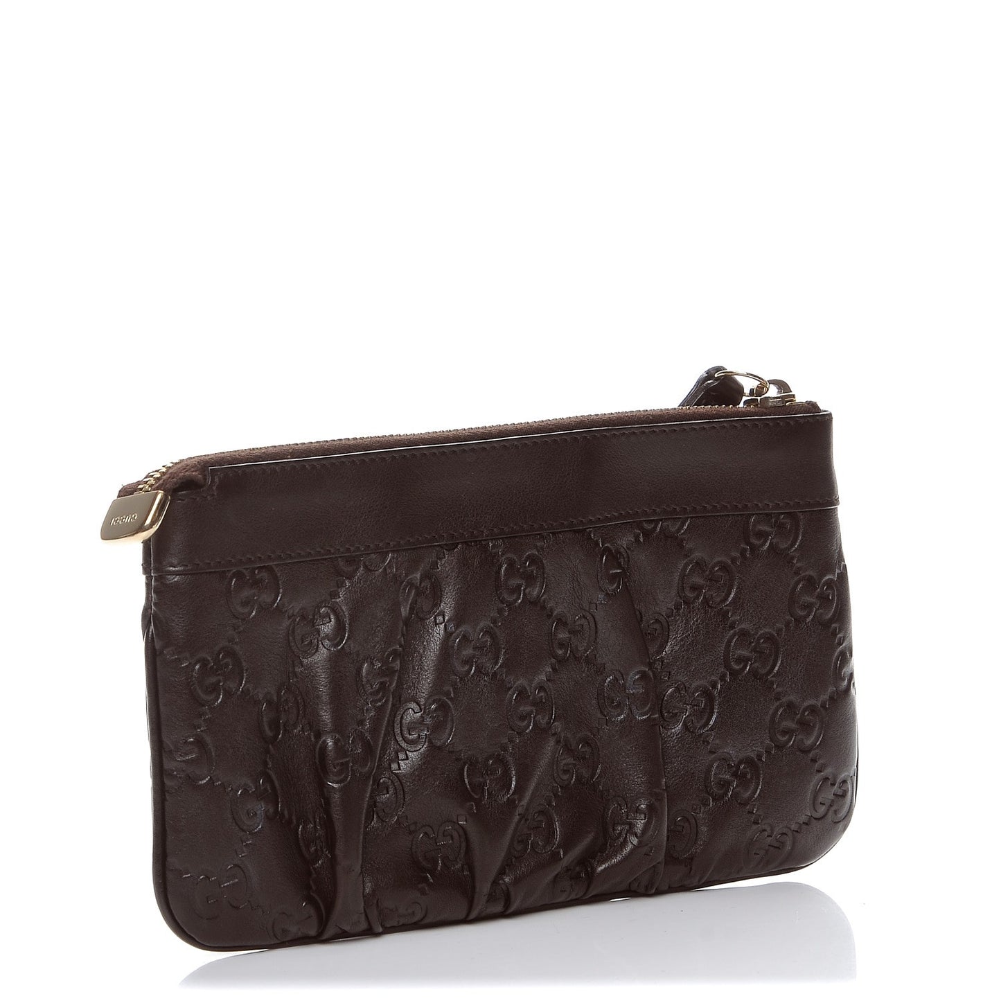 Guccissima D Gold Wristlet Chocolate