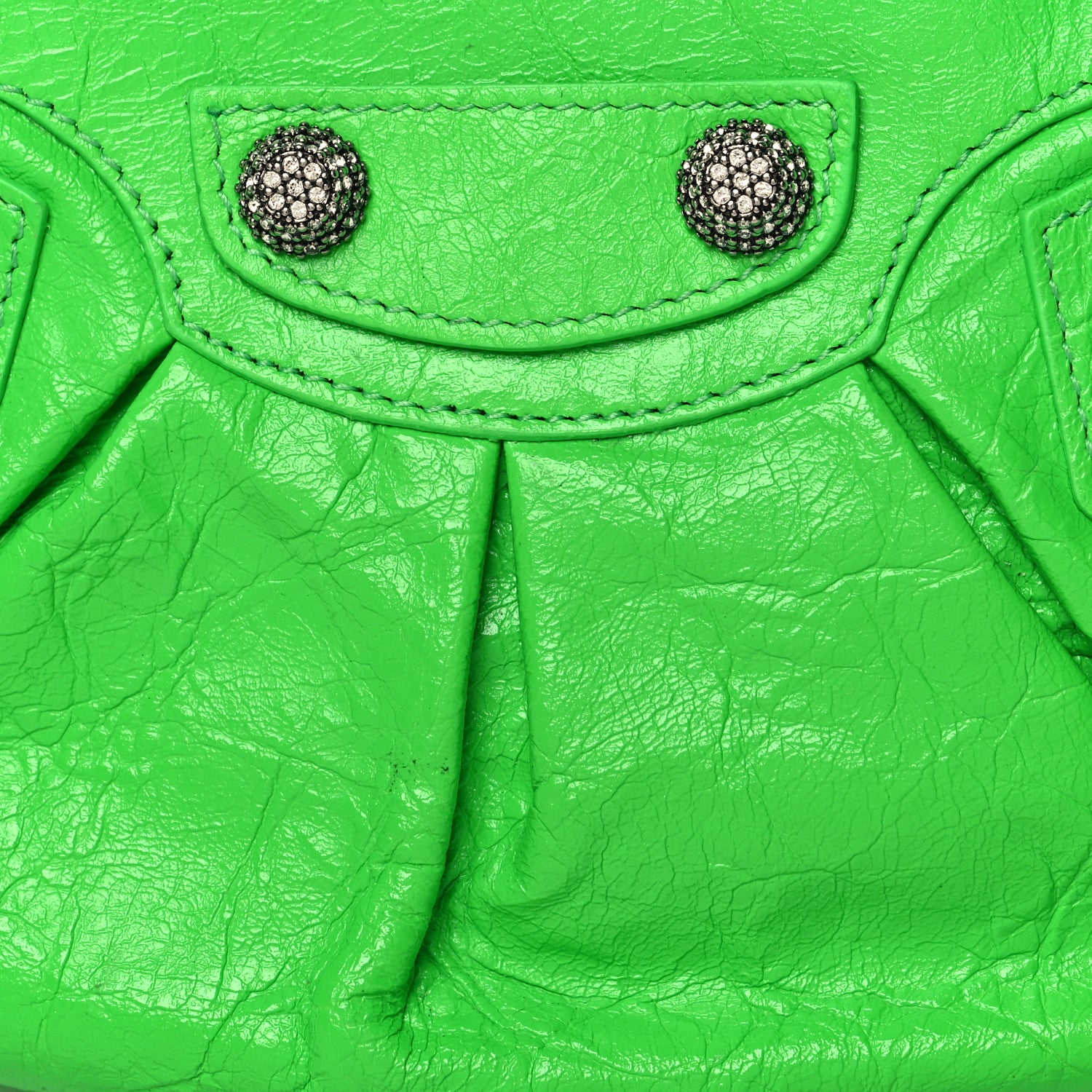 Balenciaga Agneau Arena Crystal Le Cagole Shoulder Bag XS Fluo Green 9 of 12