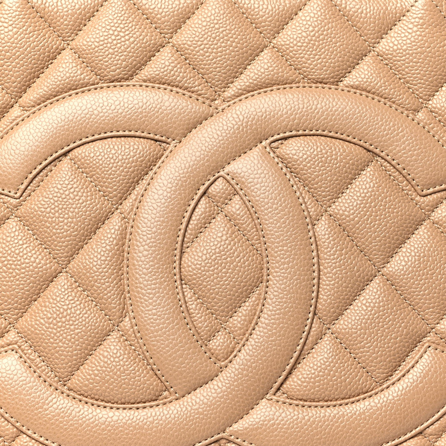 Caviar Quilted Medallion Tote Beige
