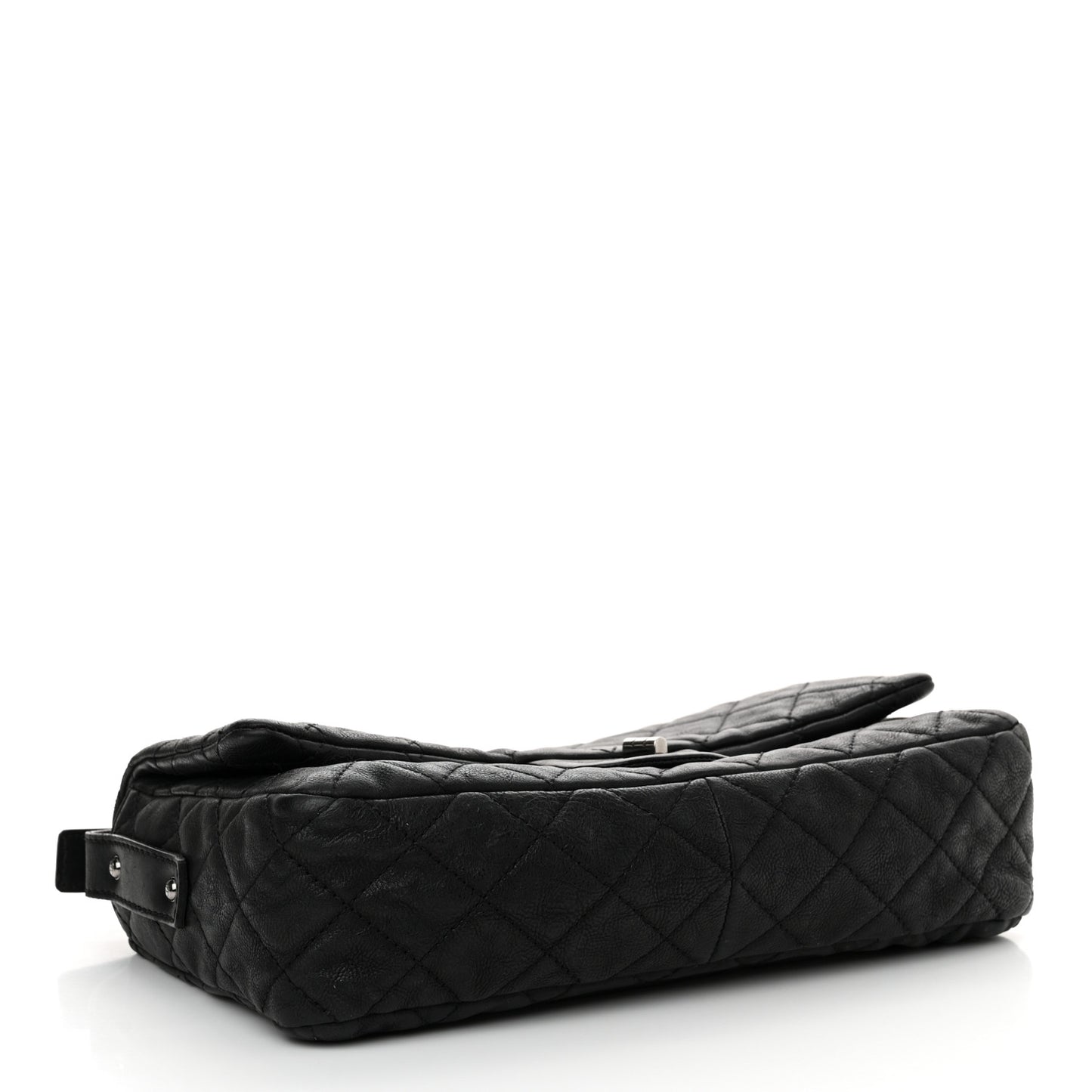 Calfskin Quilted Jumbo Easy Reissue Messenger Flap Black
