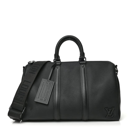 Louis Vuitton Grained Calfskin Aerogram Keepall Bandouliere 40 Black 1 of 6
